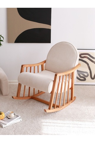 Klea Ahşap Sallanan Koltuk Beyaz
