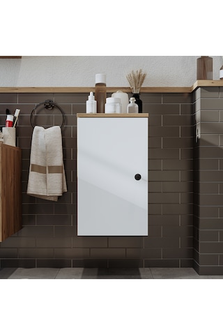Banyo Dolabı Mat Mdf 60 X 35 Cm Banyo Boy Dolabı Atlantik Çam - Beyaz