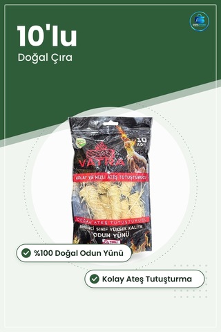 Odun Yünü Çıra 10'lu Doğal Ateş Tutuşturucu Isıtma Yakıtı Mangal