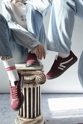 Muggo Garcia Garantili Unisex Ortopedik Günlük Bağcıklı Yürüyüş Koşu Sneaker Spor Ayakkabı Bordo
