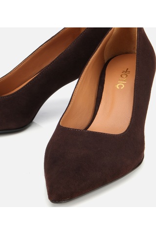 Hotiç Kadın Süet Deri Kahverengi Esnek Tabanlı İnce Topuklu Stiletto 01ayh312500a480 Kahverengi