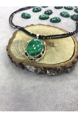 Malahit Taşli El Işi Gümüş Kolye 925 Ayar 512654648