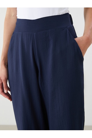 Lcwaıkıkı Classic Lacivert Beli Lastikli Dokulu Kadın Pantolon