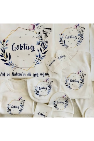 İsimli Hastane Çıkış Seti Unisex Ekru