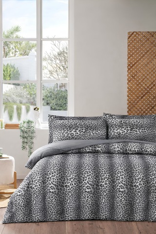 Gri Leopar Desenli Çift Kişilik Nevresim Takımı Modern Seri Çok Renkli