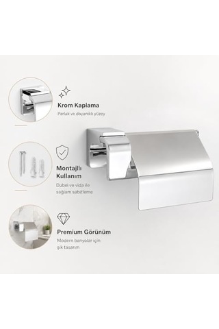Alper Banyo F1 Model Lüx Krom Kapaklı Tuvalet Kağıdı Askısı, Montajlı Metal Wc Kağıtlık, Parlak Krom Banyo Aksesuarı, Duvara Vidalı Tuvalet Kağıtlığı, 16.5 x 12.2 x 11.2 CM