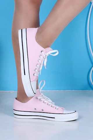 SkyHike Keten Pembe Kısa Rahat Sneaker Spor Ayakkabı Pembe