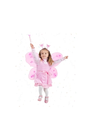 Pembe Kelebek Kız Seti 50 Cm Kelebek Kanadı, Taç Ve Asa 1
