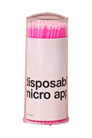 Wezone 100'lü Şeffaf Kutu Pembe Diş Temizleme Mikro Fırça - Kirpik & Kaş & Dudak Temizliği İçin Ambalajlı Tüp