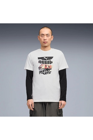 Puma Marka, %100 Pamuktan Üretilmiş, Erkekler İçin Spor Tarzı, Grafik Baskılı Tişört. Xl
