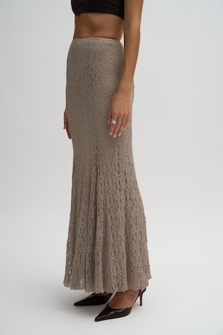 Veylia Uzun Vizon Dantel Etek Vizon