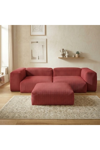 Relax Köşe Koltuk Takımı Sünger Koltuk Kanepe Divan Kırmızı