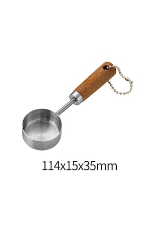 Yunboo 10ml Paslanmaz Çelik Kahve Ölçü Kaşığı, Ahşap Saplı, Ergonomik Tutuş, Doğru Ölçüm, Ev Fırın Gereci Gümüş