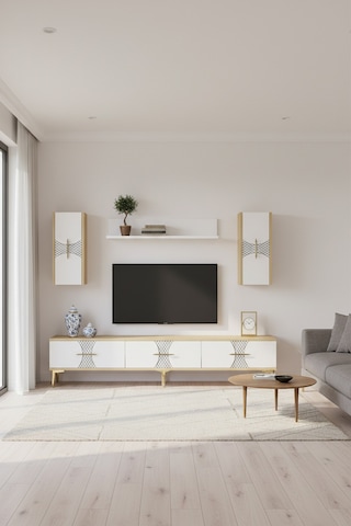 Tvr1832dbg Slim Tv Ünitesi Takımı Safirmeşe-beyaz-gold 180cm