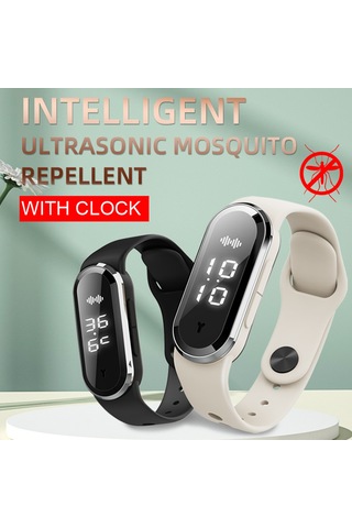Kangvka Beyaz Ultrasonik Sinek Kovucu Bileklik - Zaman Gösterici, Dış Mekan Koruması, Çocuk Ve Yetişkin Uygun M21