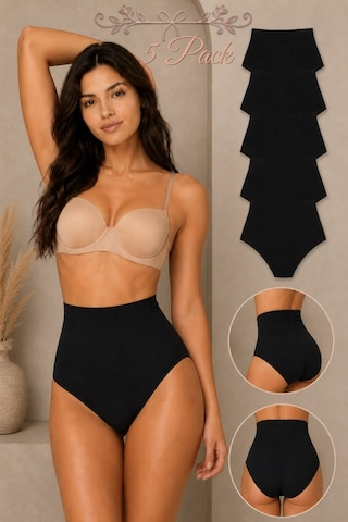 Fit Women Kadın Yüksek Bel Esnek 5 Li Külot Siyah