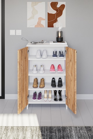 2 Kapaklı Ayakkabılık Çok Amaçlı Dolap Ayakkabı Dolabı Atlantik Çam - Beyaz