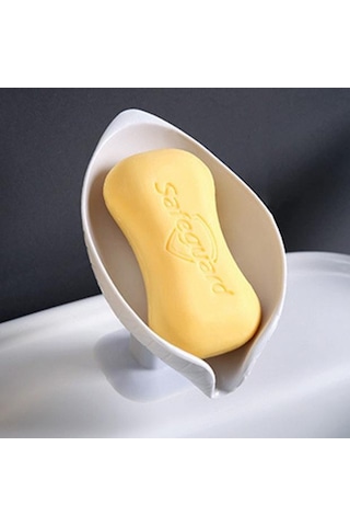 Yaprak Şekli Sabun Kutusu Drenaj Sabunluk Banyo Aksesuarları Vantuz Sabunluk Tepsi Sabunluk Banyo Sabunu Konteyner Gri