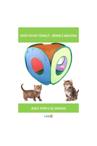 Renkli Dayanıklı Kedi Oyun Tüneli Asılı Oyuncak Top İle Eğlenceli Saklanma Alanı