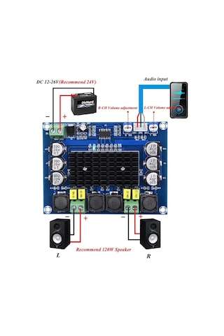 Xh-M543 Tpa3116D2 Stereo 2X120W Ses Amfi Modülü Class D Çift Kana