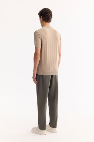 Avva Erkek Vizon Polo Yaka Fermuarlı Rayon Tüylenmeyen Çizgili Triko Regular Fit T-shirt A52y5010