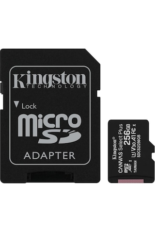 Kingston Canvas Select Plus SDCS2/256GB 256 GB MicroSDXC Class 10 UHS-I Hafıza Kartı + Adaptör