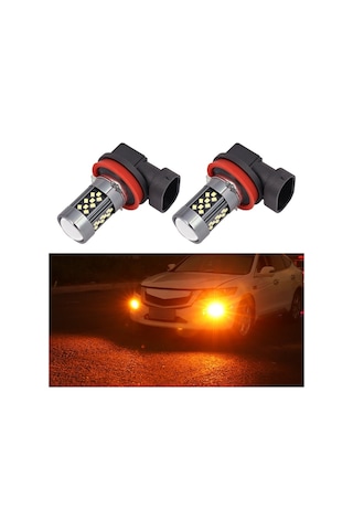 Sones 1 Çift H11 12v 7w Sürekli Araba Led Sis Farı Turuncu Işık