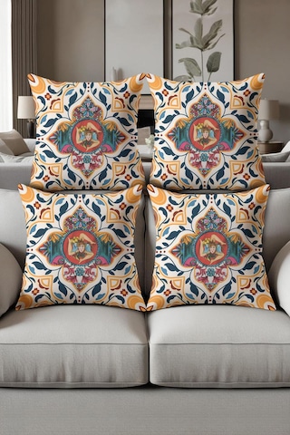 Dijital Baskılı Yumuşak Dokulu 4 Lü Kırlent Kılıfı Takımı 43x43 Cm Krl0070 Renkli