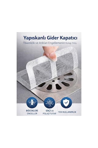 2 Adet Gider Kapatıcı Kendinden Yapışkanlı Gider Kapağı Beyaz