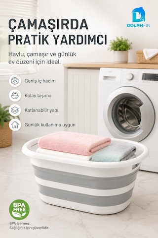 Katlanır Sele 27 Lt Ev Dolap Banyo Düzenleyici Organizer Beyaz-gri