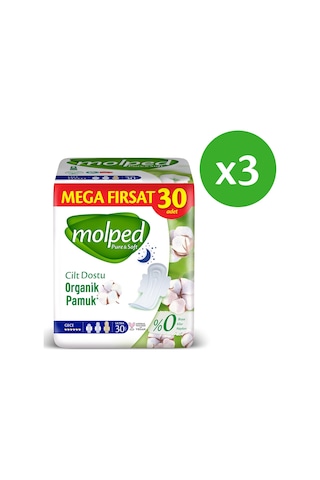 Molped Pure & Soft Gece Hijyenik Ped Süper Mega Paket 90 Adet
