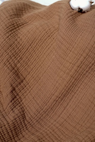 Müslin Püsküllü 4 Katlı Müslin Battaniye 90x120 Cm - Ze4katlı Kahverengi