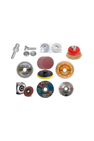 11'li Taşlama Ve Kesme Disk Seti Ve Bağlantı Aparatları