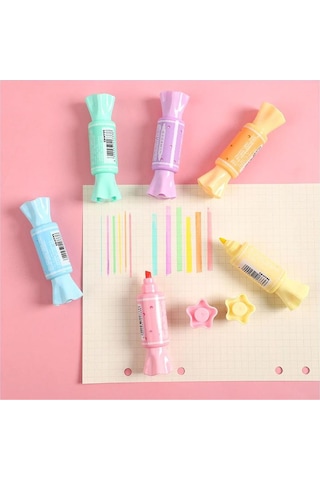 6'lı Şeker Fosforlu Kalem Seti - Çok Renkli