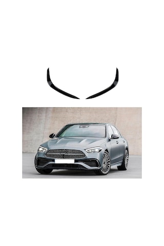Symbee Mercedes-benz C-class W206 2021-2022+ C200/c260/c300 Ön Tampon Alt Spoiler 2 Parça Açık Siyah Plastik Kolay Montaj