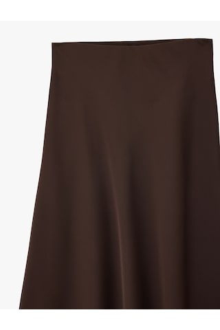 Koton Normal Bel Midi Saten Çan Etek Kahverengi 6sak70032uw Kahve