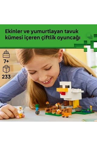 Lego 7 Yaş Ve Üzeri Çocuklar İçin Minecraft Tavuk Çiftliği Oyuncak Seti