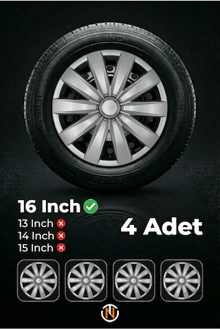 Renault R 9 Broadway 16 İnç Jant Kapağı Takım Gri G117