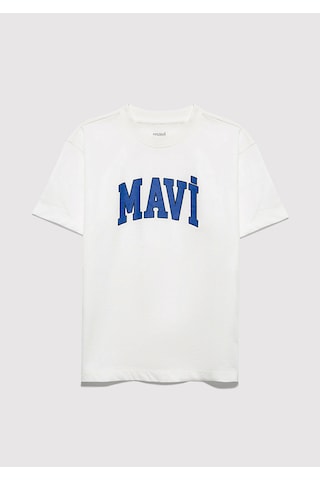 Mavi - Mavi Logo Baskılı Ekru Tişört 6610418-70057 Ekru
