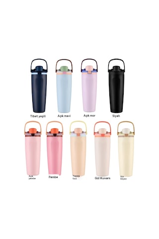 Taşınabilir Zıplama Termos Bardağı, Kilitli Tokalı, Çift İçme Spor Su Bardağı Koyu Mor