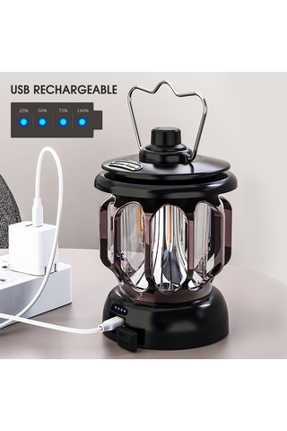 Geeksen Yeşil Led Kamp Lambası, Şarj Edilebilir, 6-24 Saat Süre, 20-280 Lumens Işık, Demir+abs Malzeme Çok Renkli