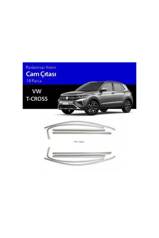 Volkswagen T-cross 10 Parça Tamtur Krom Cam Çıtası