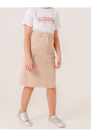Kız Çocuk Kargo Keten Etek 2959 Bej
