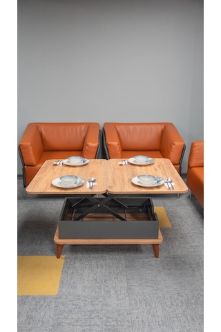 Sabit Ayaklı Kademeli Akıllı Sehpa Barok - Antrasit