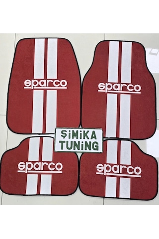 Sparco Kırmızı Dekor Oto Halı Paspas Üniversal Yıkanabilir Her Araca Uyumlu
