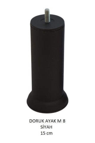 Doruk Ayak, Cıvatalı Baza Koltuk Dolap Ayağı, Metal, Siyah, M8, 15 Cm Siyah