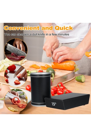 Youtek "ahşap Bıçak Bileme Aleti - 15 Ve 20 Açılı 2 Taş Bloklu Profesyonel Mutfak Bileyici"