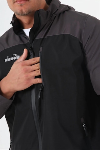 Diadora Elite - Erkek Siyah-Gri Su Geçirmez Spor Yağmurluk Gri