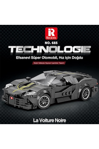 Reobrix Creator 685 Bugatti La Voiture Noire Spor Araba Yaratıcı Yapı Blok Seti Building Blocks - 339 Parça