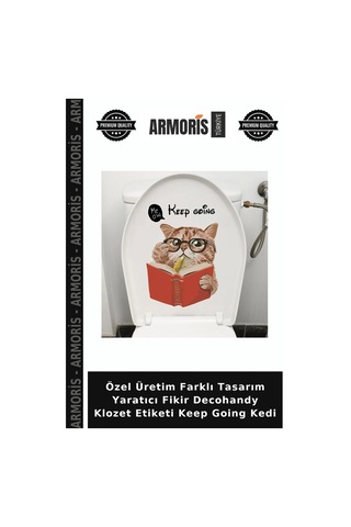 Özel Üretim Farklı Tasarım Yaratıcı Fikir Decohandy Klozet Etiketi Keep Going Kedi